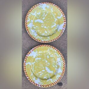 NWT ANTHROPOLOGIE YELLOW FLORAL DINNER PLATES SET (2)